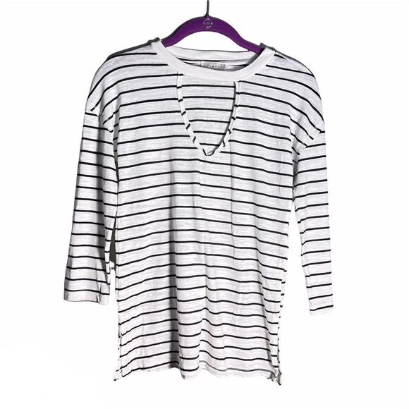 Lucky brand cutout striped burnout sheer tee t shirt top EUC XS extra small - Picture 6 of 13